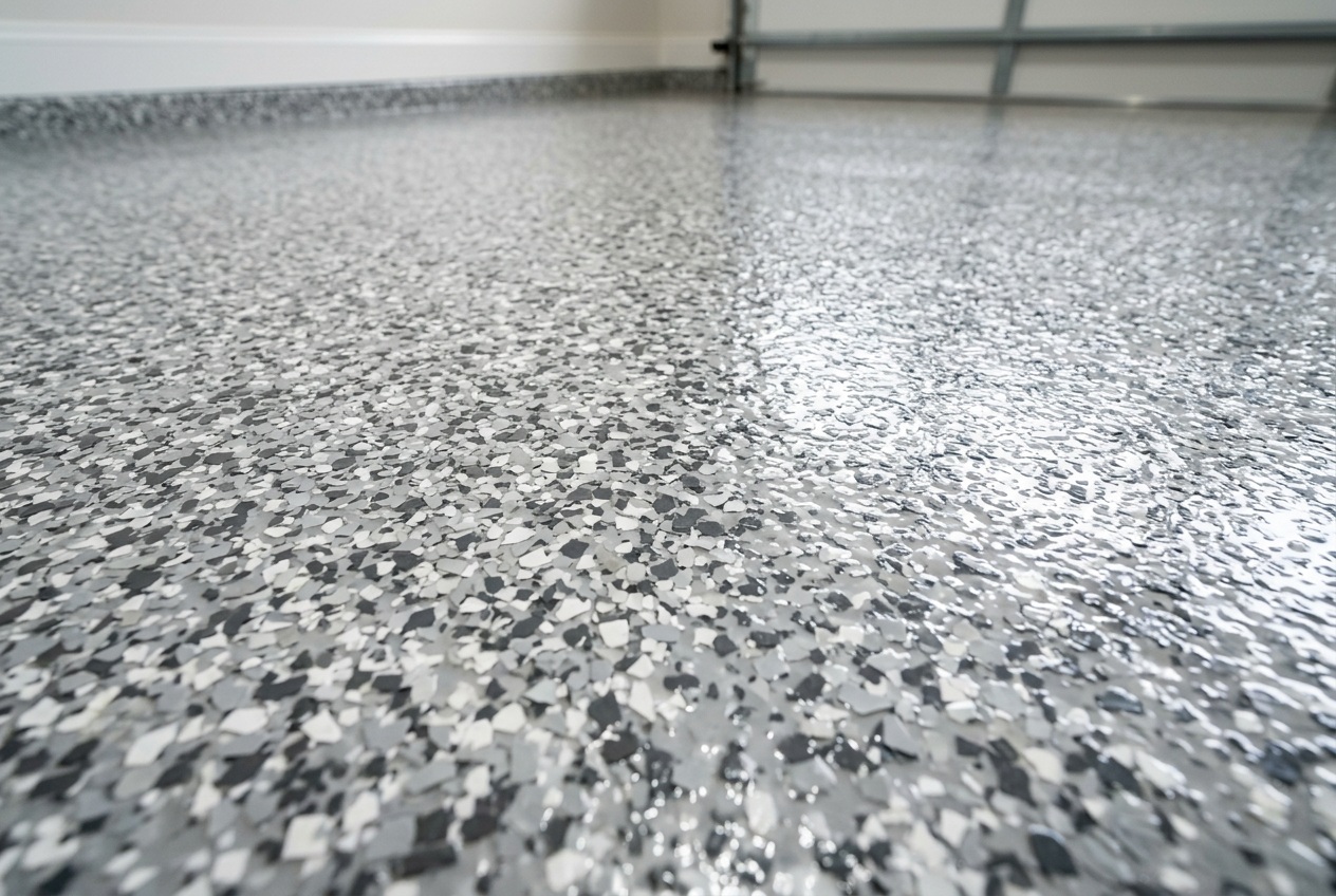 Epoxy flake garage floor
