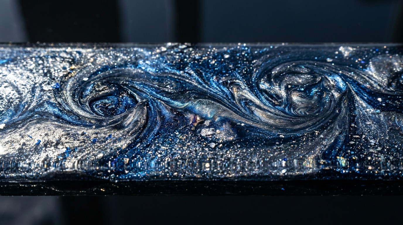 Metallic epoxy floor closeup